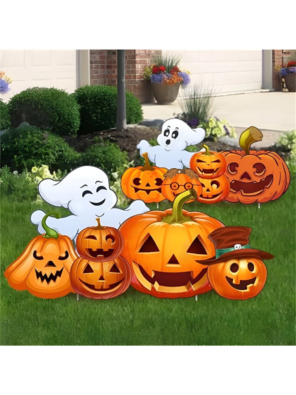 Large Halloween Decorations Outdoor Yard Signs, 2pcs Halloween Ghost Pumpkin